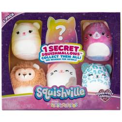 Jazwares Squishville by Original Squishmallows Purr-FECT Squad Plush Six 2-Inch Squishmallows Plush Including Eloise, Karina, Ramon, Pooja, and Toni Toys for Kids