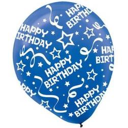 Amscan Birthday Confetti Latex Balloons, 12'' Bright Royal Blue, 9/Pack, 6 Per Pack (115800.105)
