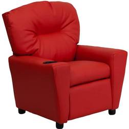 Flash Furniture Contemporary Red Vinyl Kids Recliner with Cup Holder BT-7950-KID-RED-GG In Stock