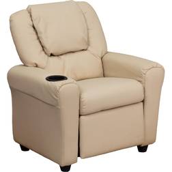 Flash Furniture Contemporary Beige Vinyl Recliner with Cup Holder and Headrest DG-ULT-KID-BGE-GG In Stock