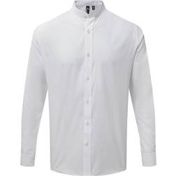 Premier Adults Unisex Long Sleeve Grandad Shirt (White)