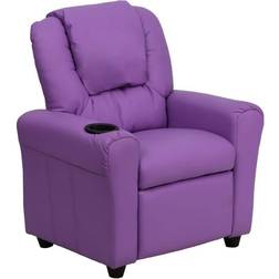 Flash Furniture Contemporary Lavender Vinyl Kids Recliner with Cup Holder Headrest In Stock