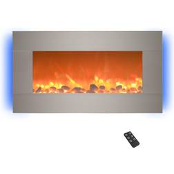 Northwest Electric Fireplace with Backlights, Brushed Silver