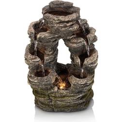 Alpine Corporation 14 Tall Stone Look Oval Shaped Waterfall Tabletop Fountain