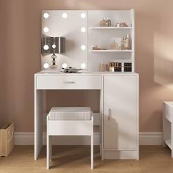 Vabches Vanity with Lights Mirror Dressing Table 16.2x35.5"