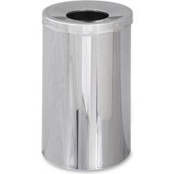 SAFCO 9695 Reflections Open-Top Receptacle, Round, Steel, 35 gal, Chrome/Black