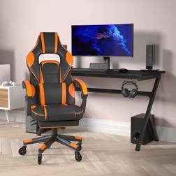 Flash Furniture X40 Gaming Chair Racing Computer Chair with Fully Reclining Back/Arms and Transparent Roller Wheels, Slide-Out Footrest, Black/Orang