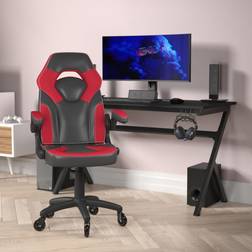 Flash Furniture X10 Gaming Chair Racing Office Computer PC Adjustable Chair with Flip-up Arms and Transparent Roller Wheels Red/Black LeatherSoft