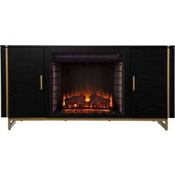 Southern Enterprises Biddenham Electric Fireplace, 26-1/2”H x 54”W x 17”D, Black/Gold