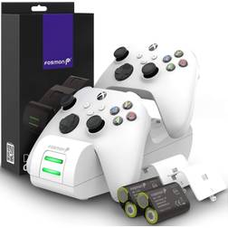 Fosmon Xbox One/X /S Controller Charger with 2 Rechargeable Battery Packs- White