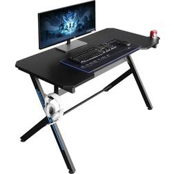 JJS 48 Office Gaming Computer Desk with Cable Management R Shaped Large Gamer Workstation PC with Cup Holder Hook Mouse Pad