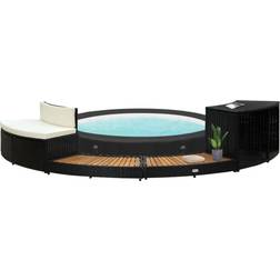 vidaXL Hot Tub Solid Acacia Wood Spa Surround Black Hot