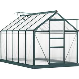 OutSunny 123 in. 74.4 in. 86.4 in. Metal Polycarbonate Walk-In Greenhouse with Roof Window and Door