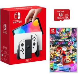 Nintendo Switch 64GB OLED Console with White Joy-Con Controllers With Bundle Kit