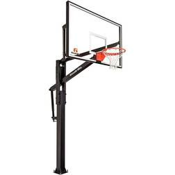 Goalrilla FT72 Basketball Hoop with Tempered Glass Backboard, Black Anodized Frame, and In-ground Anchor System, 72" Black, 72" Backboard (B3017W-1)