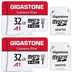 Gigastone Camera Plus MicroSDHC Class 10 UHS-I U1 A1 90/20MB/s 32GB +Adapter (2-Pack)