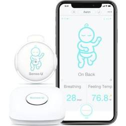 Sense-U Baby Breathing Monitor 3: Monitors Infant Breathing Motion, Rollover, Feeling Temperature and Baby Room’s Temperature, Humidity Level with Real-time Alerts from Anywhere, Green