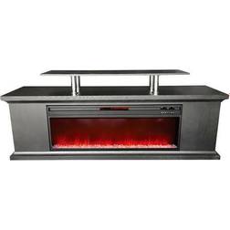 LifeSmart 72 in. Media Fireplace with Faux Glass Beads in Black, LDFP0009US-BLK