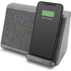 iHome Bluetooth Dual Alarm Clock In Gunmetal With Qi Wireless Charging Gunmetal