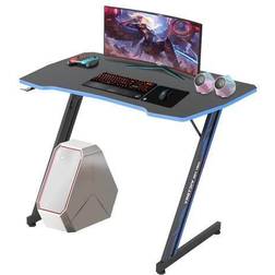 Homcom Z Shaped 39.4in Gaming Workstation Ergonomic Gaming Desk Blue