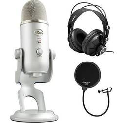 Blue Microphones Microphone Yeti USB Mic (Silver) with Knox Gear Headphones Bundle