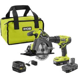 Ryobi P1816 18V Drill and Circular Saw Starter Kit with Two 1.5Ah Batteries and Charger