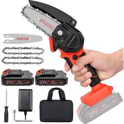 Mini Cordless Chainsaw Kit, Upgraded 4" One-Hand Handheld Electric Portable Chainsaw, 21V Rechargeable Battery Operated, for Tree Trimming and Branch Wood Cutting by New Huing