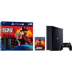 New Sony PlayStation 4 Pro 1TB Red Dead Redemption 2 Console Bundle with HDR Technology for 4K TV Gaming Jet Black