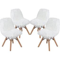 Flash Furniture Fabric Kids Furry Chairs White 4 Pieces 4DLDA20181W