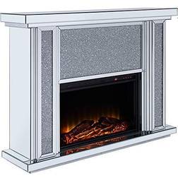 Acme Furniture Nowles Fireplace in Mirrored and Faux Stones