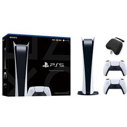 Sony PlayStation 5 Digital Edition with Two DualSense Controllers and Mytrix Hard Shell Protective Controller Case