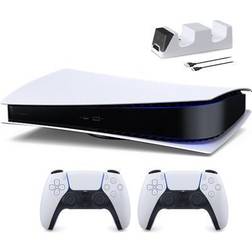 Sony PlayStation 5 Digital Edition with Two DualSense Controllers and Mytrix Dual Controller Charger