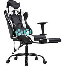 BestOffice High Back & Lumbar Support Swivel Gaming Chair White