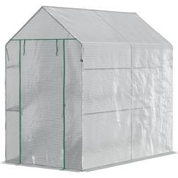 OutSunny 73 in. W D 75 in. H Steel White Walk-in Greenhouse with Tunnel Shed w/Roll-up Door 4