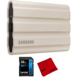 Samsung T7 Shield Portable SSD 1TB, Beige (2022) w/ 32GB Card Cleaning Cloth