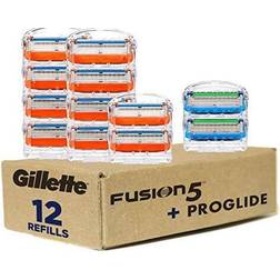 Gillette Mens Razor Blade Refills, 10 Fusion5 Cartridges, 2 ProGlide Cartridges, Lubrastrip for a More Comfortable Shave