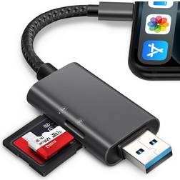 SD Card Reader for iPhone/iPad,Trail Camera SD Viewer Reader Adapter,USB Memory Micro SD Card Reader for iPhone Mac PC Desktop,SD Card Adapter Reader, Plug and Play,No App Required