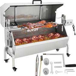Vevor 132 LBS Rotisserie Grill Stainless Steel Pig Lamb Hooded Roaster Spit Lockable Casters