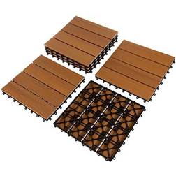Pure Garden Patio Floor Tiles Set of 6 Wood/Plastic Composite Interlocking Deck Tiles for Outdoor Flooring Â- 5.8-Square-Feet (Brown Woodgrain)