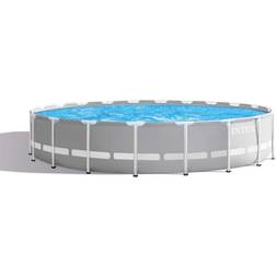 Intex Prism 20 ft. x 52 in. Round Frame Above Ground Swimming Pool with Filter Pump, Gray