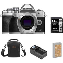 Olympus OM-D E-M10 Mark IV Camera Body, Silver with Accessories Kit