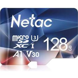Netac 128GB Micro SD Card microSDXC UHS-I Memory Card 100MB/s 667X U3 Class10 Full HD Video V30 A1 FAT32 High Speed Flash TF Card P500 for Smartphone/Bluetooth Speaker/Tablet/PC/Camera