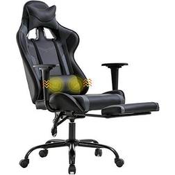 Gaming Chair Racing Office Chair Ergonomic Desk Chair Massage PU Leather Recliner PC Computer Chair with Lumbar Support Headrest Armrest Footrest Rolling Swivel Task Chair for Women Adults, Grey