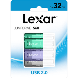 LEXAR JumpDrive 32GB USB 2.0 Flash Drives, 5/Pack (LJDS60-32GB5NNU) Assorted