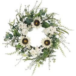 Puleo International Green Sunflower & Hydrangea Floral Spring Wreath