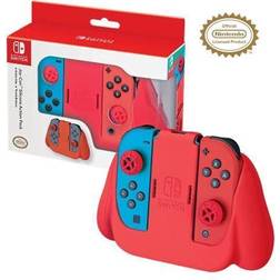 licensed nintendo switch joy-con action pack grip and thumb buttons - red textured silicone
