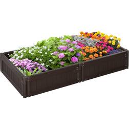 OutSunny 48 in. Brown Plastic Raised Garden Bed Kit, Raised Planter Box