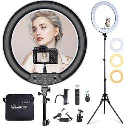 Inkeltech 21inch Ring Light with Tripod and Phone Holder, 3000K-6000K Dimmable Bi-Color LED Light Ring for Makeup, Selfie, Vlog, YouTube Video, Camera Control with Remote