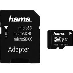 Hama 00124000 microSDHC Minneskort inkl. SD-adapter, 32 GB, Svart