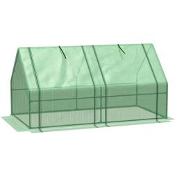 OutSunny 3 Green Mini portable Greenhouse with Zipper Doors Water/UV PE Cover